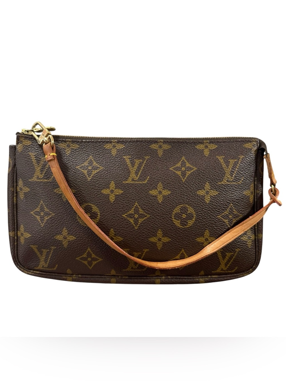 Louis Vuitton Brown Monogram Canvas Pochette with Tan Strap - Picture 11 of 15